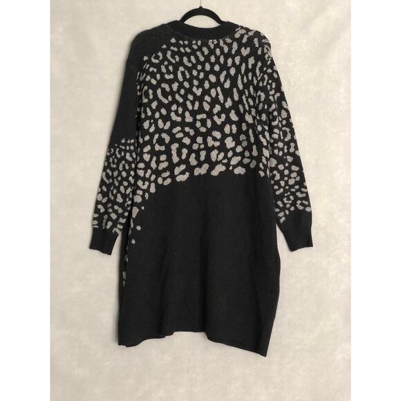 Loralette Women's 18/20 Carol Lena Leopard Open Front Cardigan Black NEW - Picture 4 of 5